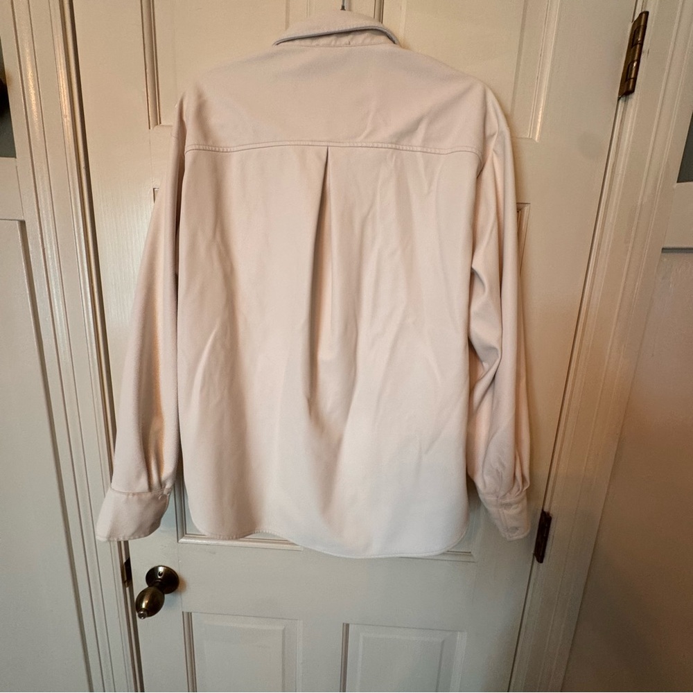 Faux Leather Shacket – Cream Beige – Size L - Picture 2 of 4